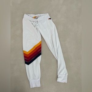 Aviator nation white Rainbow ombré stripe sweatpants. Size Medium.